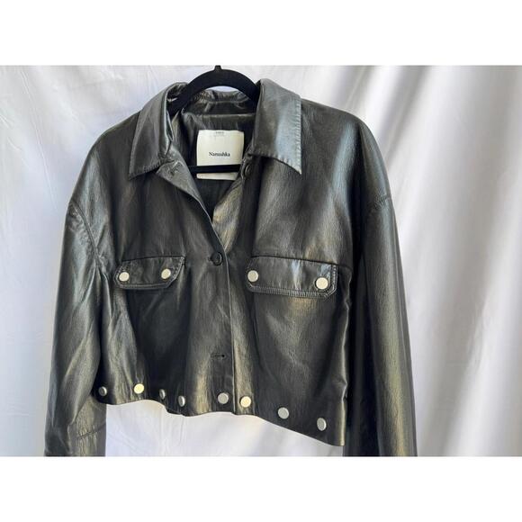 Nanushka Black Faux Leather Kassie Jacket Size S - Picture 5 of 8